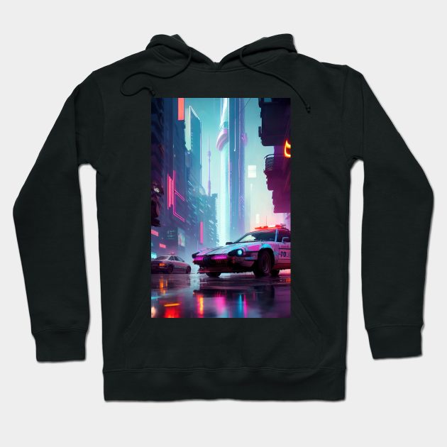 Abstract Cyberpunk City Hoodie by Voodoo Production